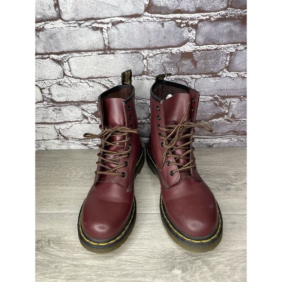 Dr. Martens Cherry Red Leather Combat Lace Up Boots Women’s Sz 38EU/7-7.5M US - Picture 11 of 16